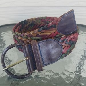 Vintage| Woven Multicolored Leather Belt, Sz Lg